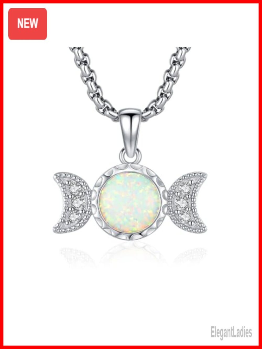 S925 Sterling Silver Triple Moon Hekate Pendant Necklace Wiccan